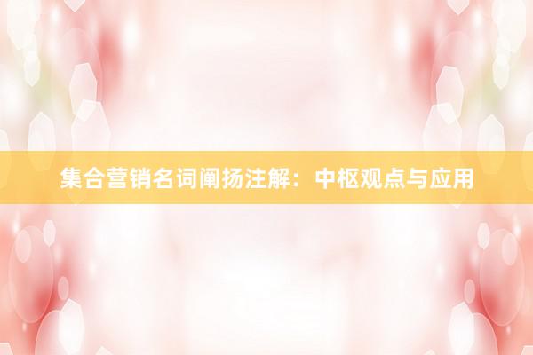 集合营销名词阐扬注解：中枢观点与应用